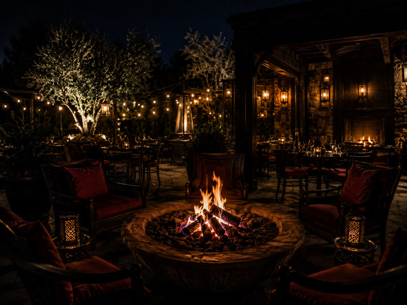 Wood-fired hearth on the patio